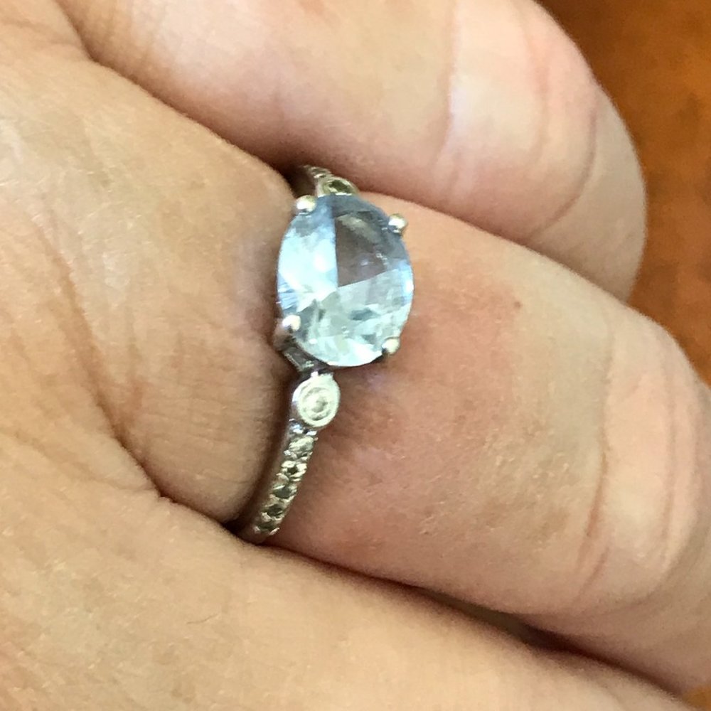AVON Sterling Silver Created Aquamaring Ring Size - Picture 5 of 7
